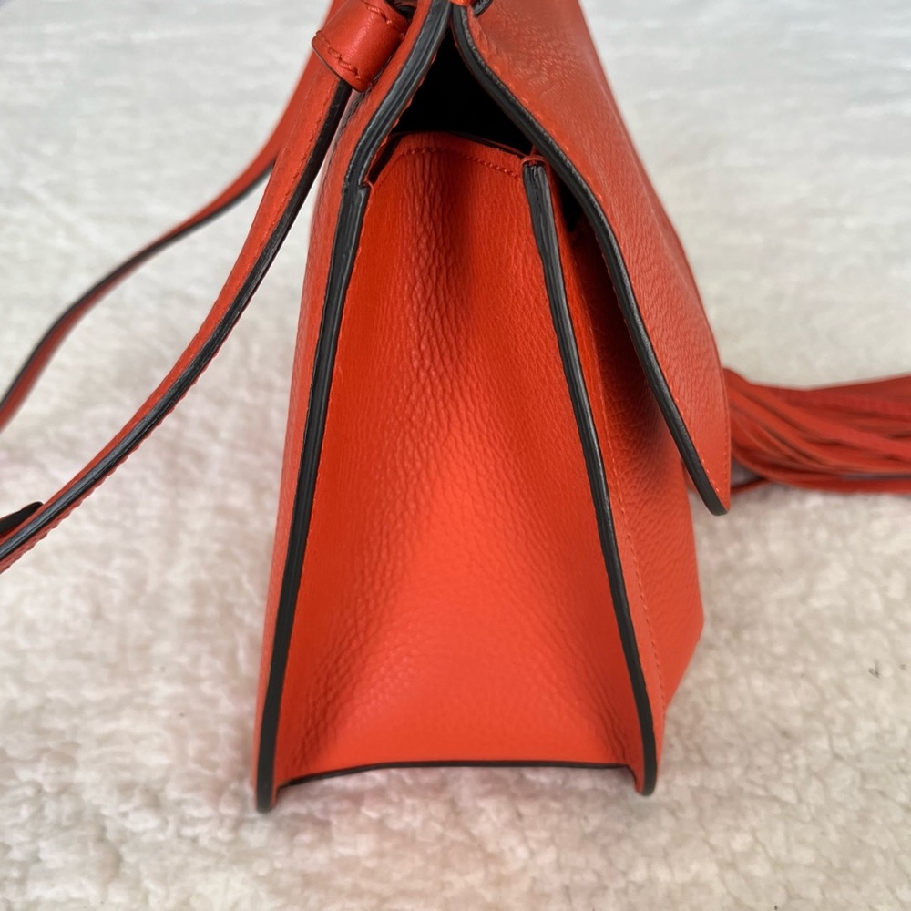 GUCCI Bamboo Daily Leather Flap Shoulder Bag- Orange - Picture 2 of 13